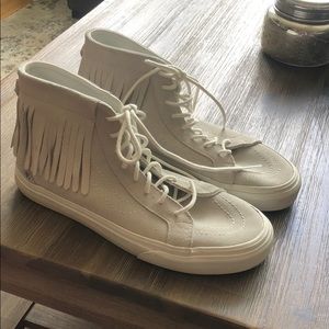 Vans light gray high top with fringe. Worn once!